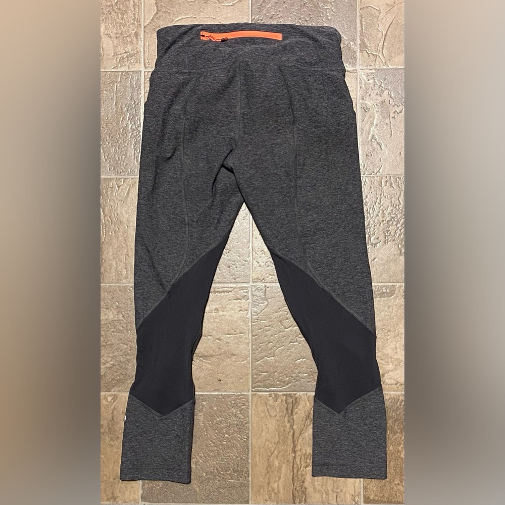 Lululemon Athletic Capri Leggings Pill Gray / Orange Size 4 - Like New Condition